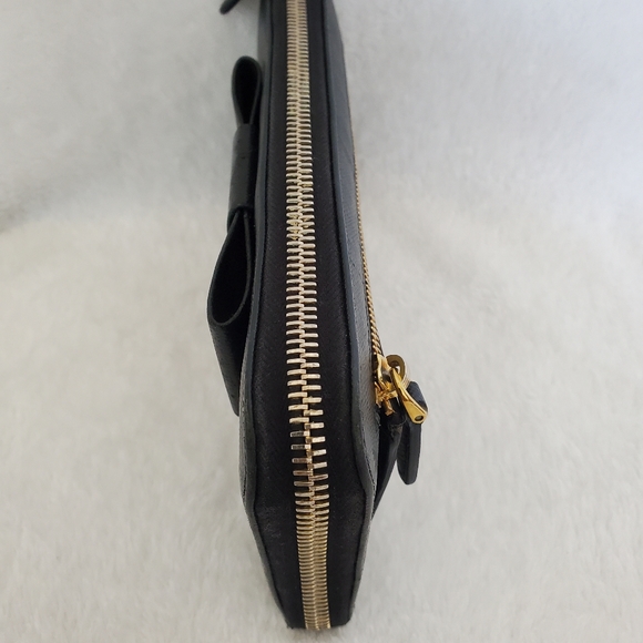 Vintage Long Black Saffiano Prada Cammeo Ribbon Zipper Wallet - Picture 3 of 11